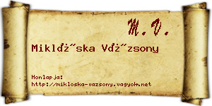 Miklóska Vázsony névjegykártya